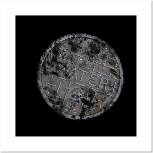 Water lines, manhole cover from Seattle WA Wall Art by WelshDesigns